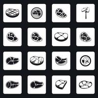 Steak icons set, simple style vector