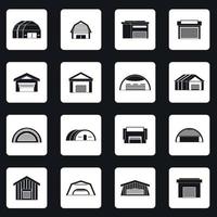 iconos de hangar en estilo simple vector