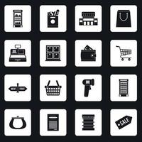 Supermarket icons icons set, simple style. vector