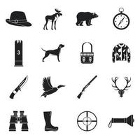 Hunting icons set , simple style vector