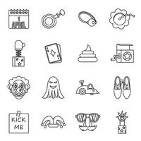 April fools dayicons set, estilo de contorno vector