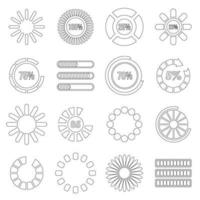 Loading bars and preloaders set, outline style vector