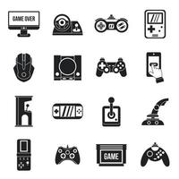 Video game icons set, simple style vector