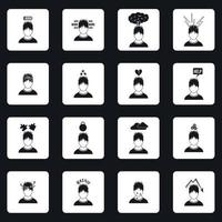 Stress icons set in simple style vector