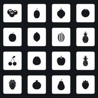 Fruit icons set, simple style vector