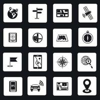 Navigation icons set, simple style vector