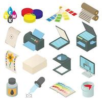 Printing icons set, simple style vector