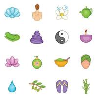 Spa icons set, cartoon style vector