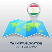 Location icon of Tajikistan on the world map, Round pin icon of Tajikistan vector