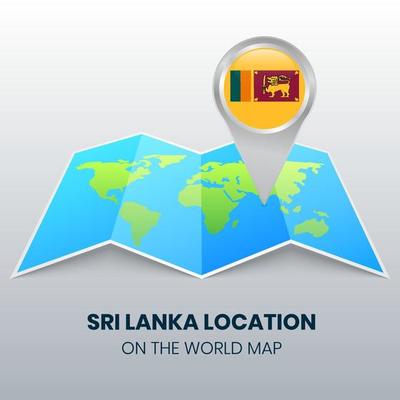 Location icon of Sri Lanka on the world map, Round pin icon of Sri Lanka