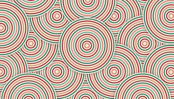 Abstract background with circular lines in retro color
