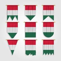 Hungary flag in different shapes, Flag of Hungary in various shapes vector