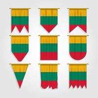 Lithuania flag in different shapes, Flag of Lithuania in various shapes vector