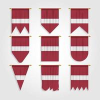 Latvia flag in different shapes, Flag of Latvia in various shapes vector