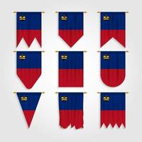 Bandera de Liechtenstein en diferentes formas, bandera de Liechtenstein en varias formas vector