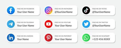Modern social media lower third icons collection template vector