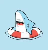 Cute shark inflatable ring icon vector