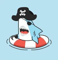 Cute shark Pirate inflatable ring vector