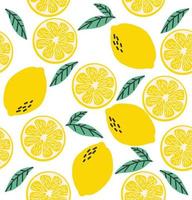 Summer  lemon flat seamless pattern vector