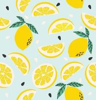 Lemon and lemon slice Fruit seamless pattern vector