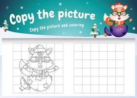 copy the picture kids game and coloring page with a cute fox vector