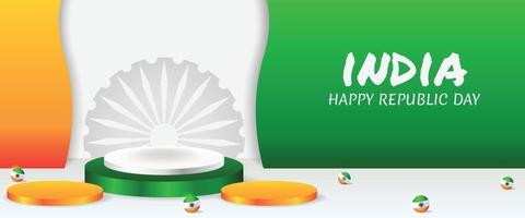 podium display 3d social media instagram post banner with podium display 3d for india republic Day vector