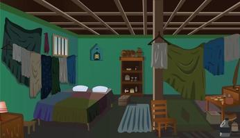 Village room inside vector artwork poor room interior illustration