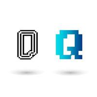 Abstract Pixel Letter Q Graphic Design vector