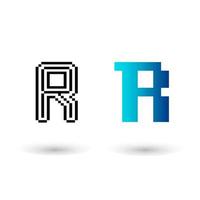 diseño gráfico abstracto de la letra r del pixel vector