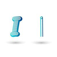 Futuristic Letter I Typography Design vector