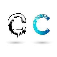 Beautiful Snow Letter C Typography vector