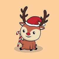 reindeer cartoon cute merry christmas vector
