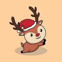 reindeer cartoon cute merry christmas vector