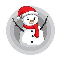 snowman cartoon greeting season merry christmas winter vector