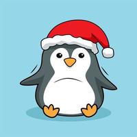 penguin cartoon cute merry christmas vector