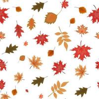 Abstract Vector Illustration Autumn Seamless Pattern Background with Falling Leaves
