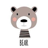 Cute Little Bear Animal Icon. Vector Illustration