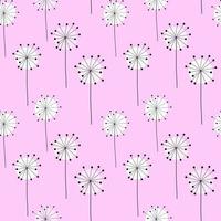 Abstract Hand Drawn Dandelion flower seamless pattern background. Vector Illustration