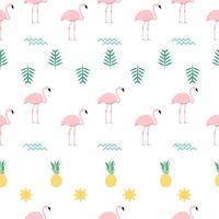 Pink Flamingo Seamless Pattern Background. Vector Illustration