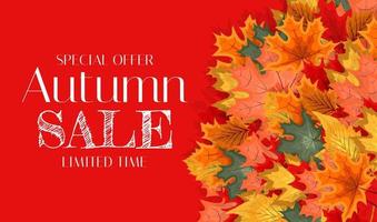 Autumn Sale Background Template with leaves. Special offer. Limited Time. Vector Illustration