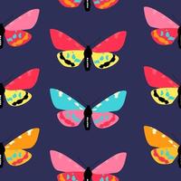 Abstract Hand Drawn Butterfly seamless pattern. Vector Illustration