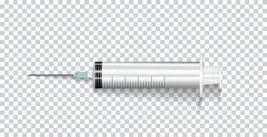 Naturalistic Syringe with Needle for Injection, Vaccines, Medicines. Vector Illustration
