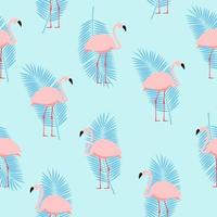 Summer Pink Flamingo Seamless Pattern Background. Vector Illustration