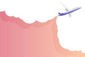 Travel background with Airplane and Sky with Cloud. Vector Illustration