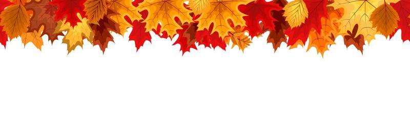 Autumn Seamless Border with Falling Autumn Leaves. Vector Illustration