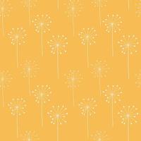 Abstract Hand Drawn Dandelion flower seamless pattern background. Vector Illustration