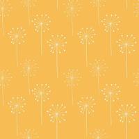 Abstract Hand Drawn Dandelion flower seamless pattern background. Vector Illustration