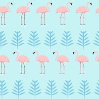 Summer Pink Flamingo Seamless Pattern Background. Vector Illustration