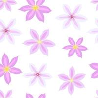 Beautiful clematis flower seamless pattern background. Vector Illustration