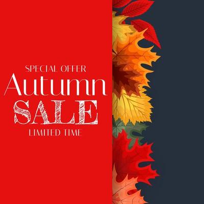 Autumn Sale Background Template with leaves. Special offer. Limited Time. Vector Illustration